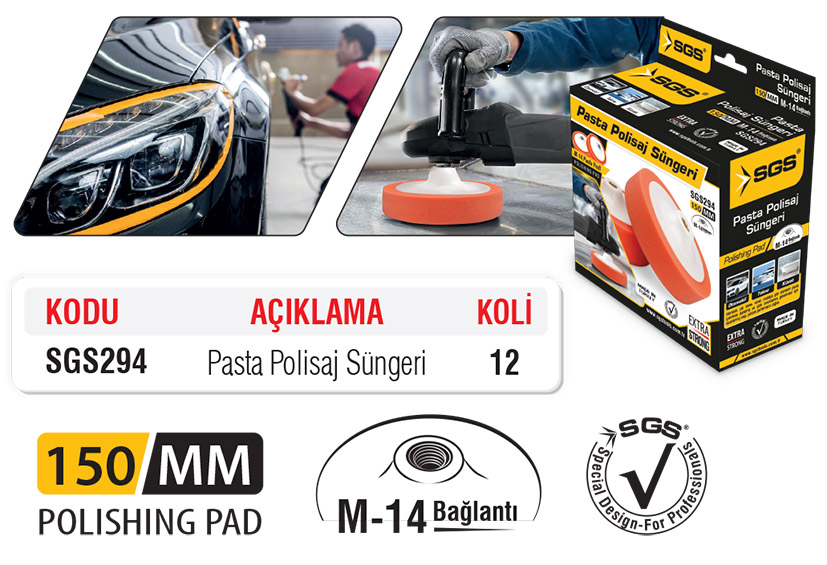 SGS294 PASTA POLİSAJ SÜNGERİ 150 MM M14
